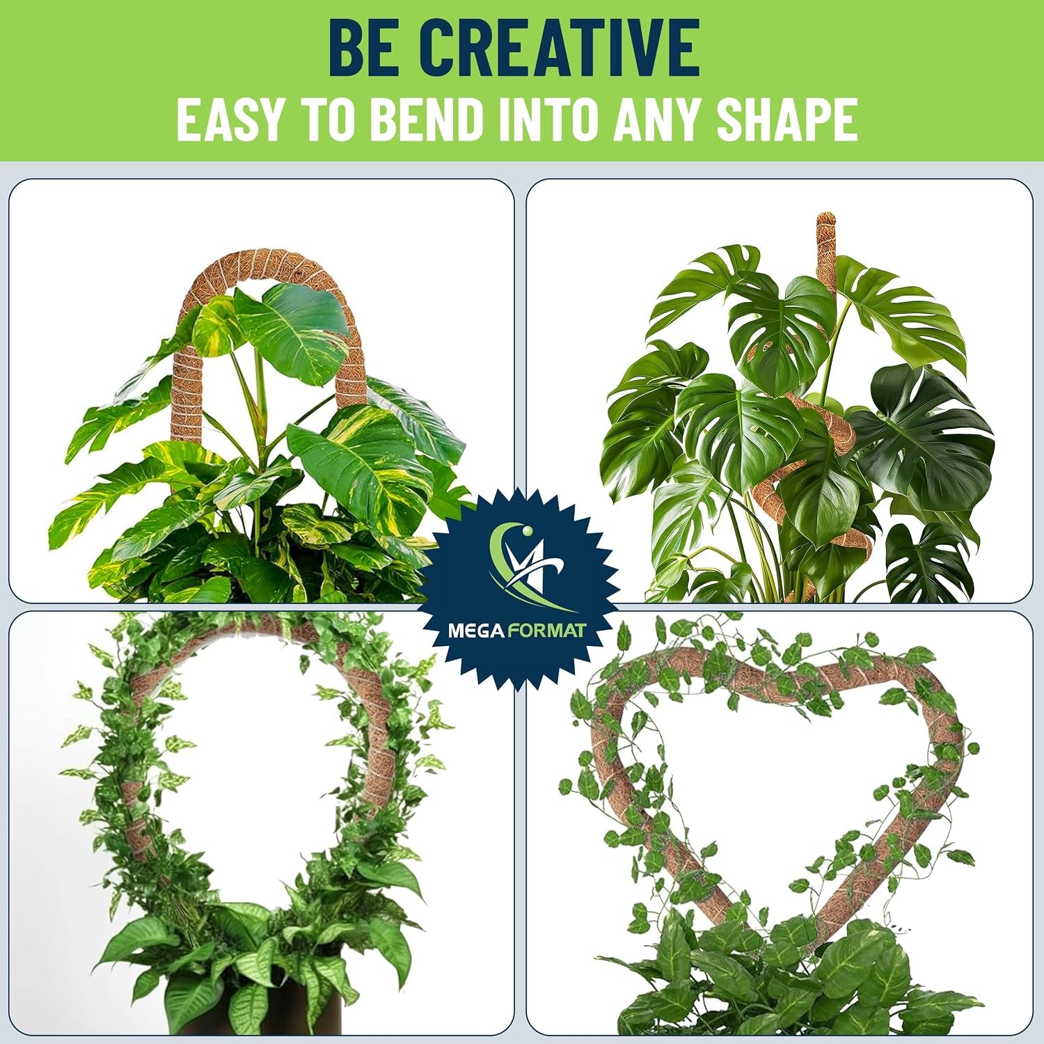 2-Pack Bendable Moss Poles for Monstera & Climbing Plants