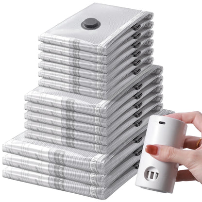 14-Piece Vacuum Storage Bag Set with Rechargeable Electric Pump