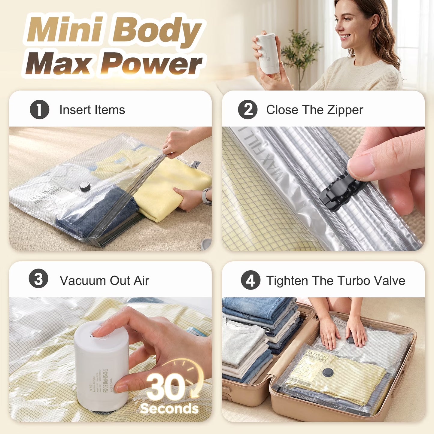 14-Piece Vacuum Storage Bag Set with Rechargeable Electric Pump
