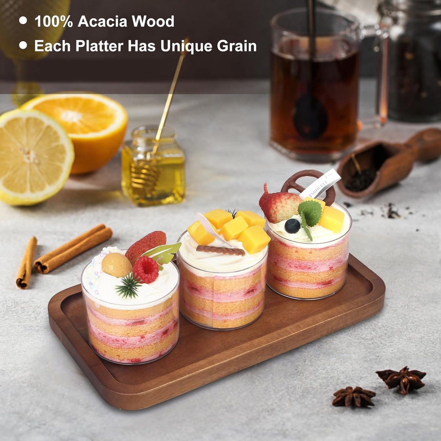 Acacia Wood Serving Tray Decor Small Cheese Charcuterie Boards Wooden Plate