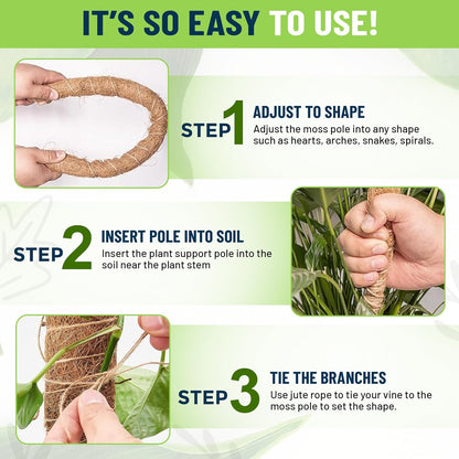 2-Pack Bendable Moss Poles for Monstera & Climbing Plants
