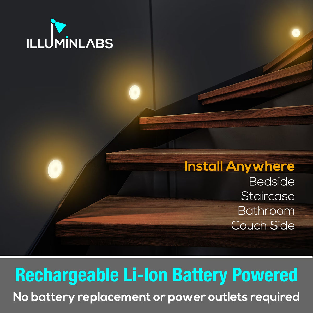 2-Pack Rechargeable Motion-Sensor Cabinet Lights