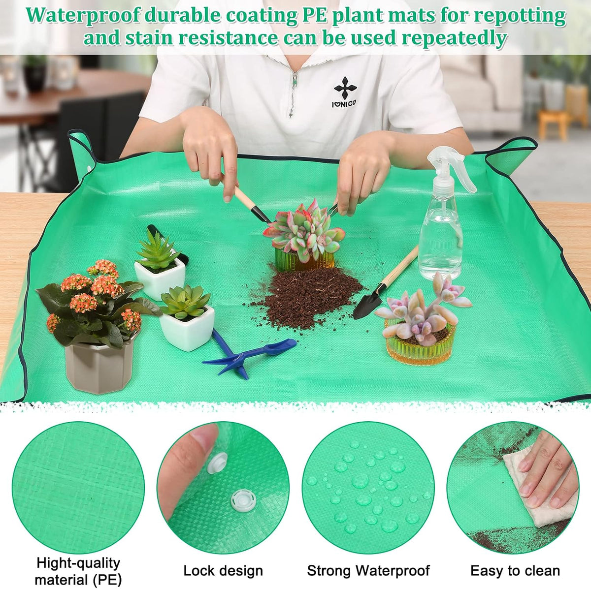 2-Pack Repotting Mats with 6 Mini Gardening Tools