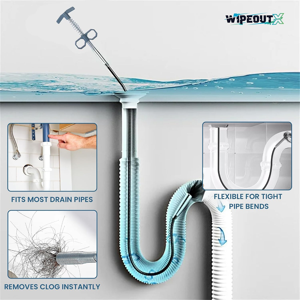 10 Pack Drain Clog Remover Kit with 79 Inch Flexible Drain Snake Tool