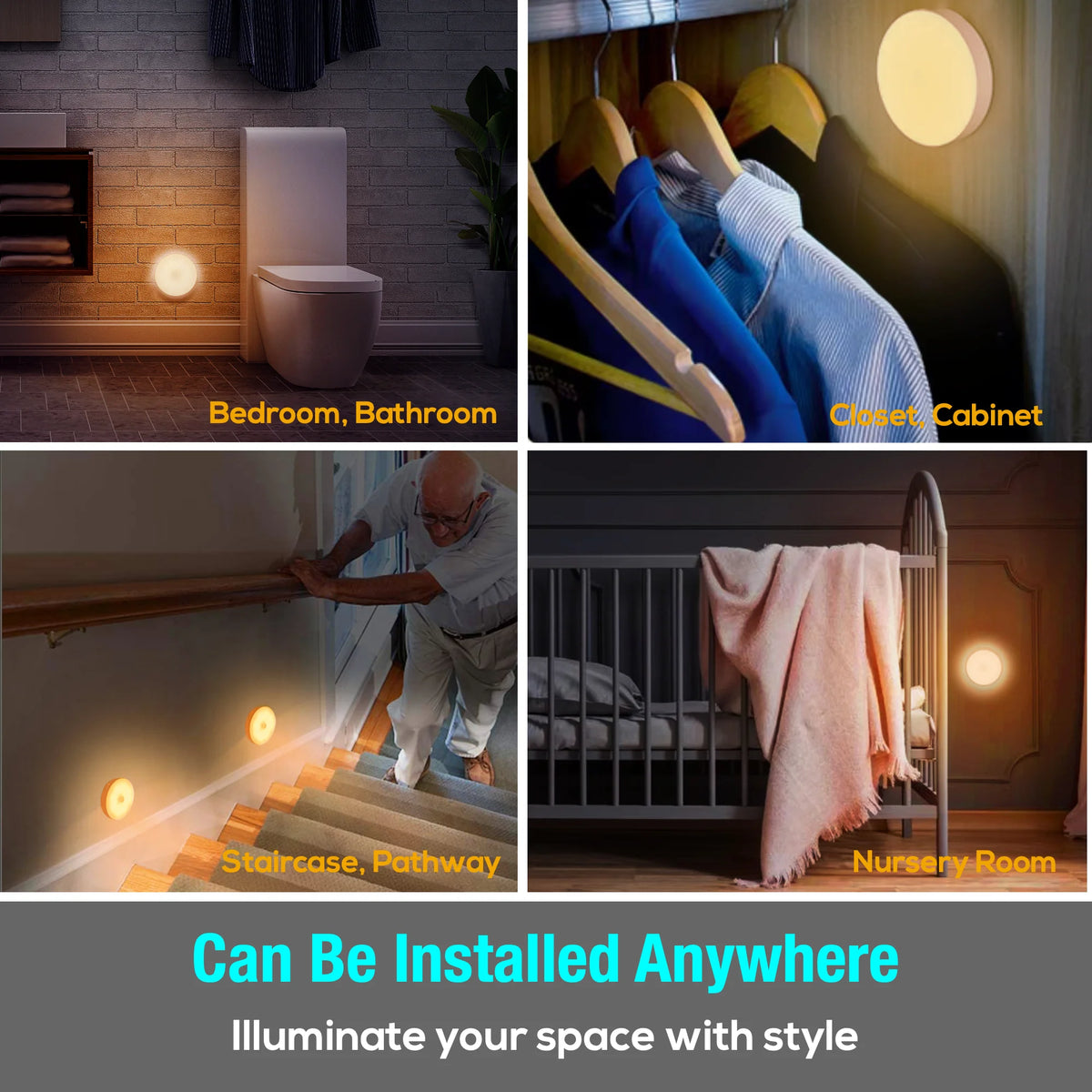 2-Pack Rechargeable Motion-Sensor Cabinet Lights