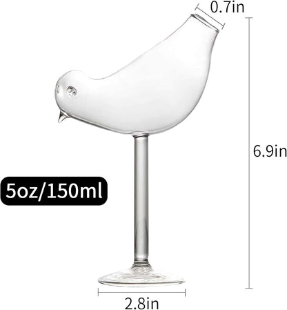 Cocktail Glasses Bird Shaped Cocktail Wine Glass 5Oz/150Ml Set of 2 Drinking Unique Champagne Coupe Glass Bird Shape Martini Goblet Cups 2Pcs Glassware for KTV Home Bar Club