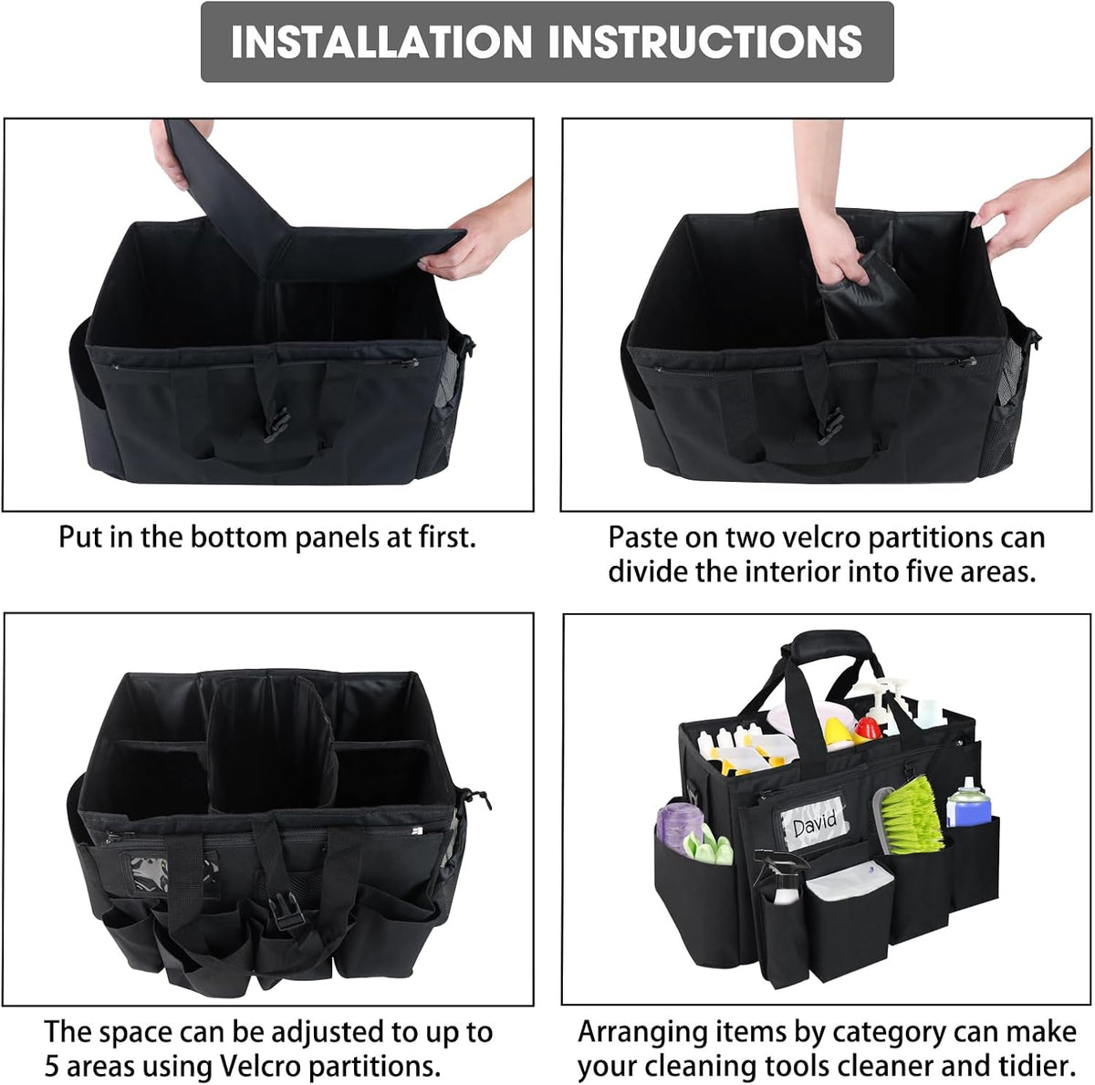 Wearable Cleaning Caddy with Adjustable Compartments
