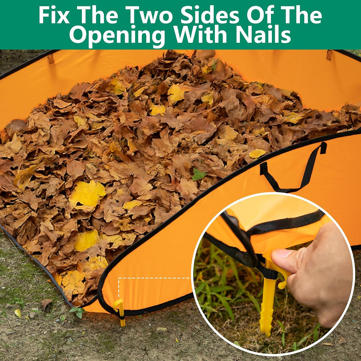 140 Gallon Pop up Leaf Collector, 2 Pcs Foldable Lawn Leaf Dustpan Bag Tool