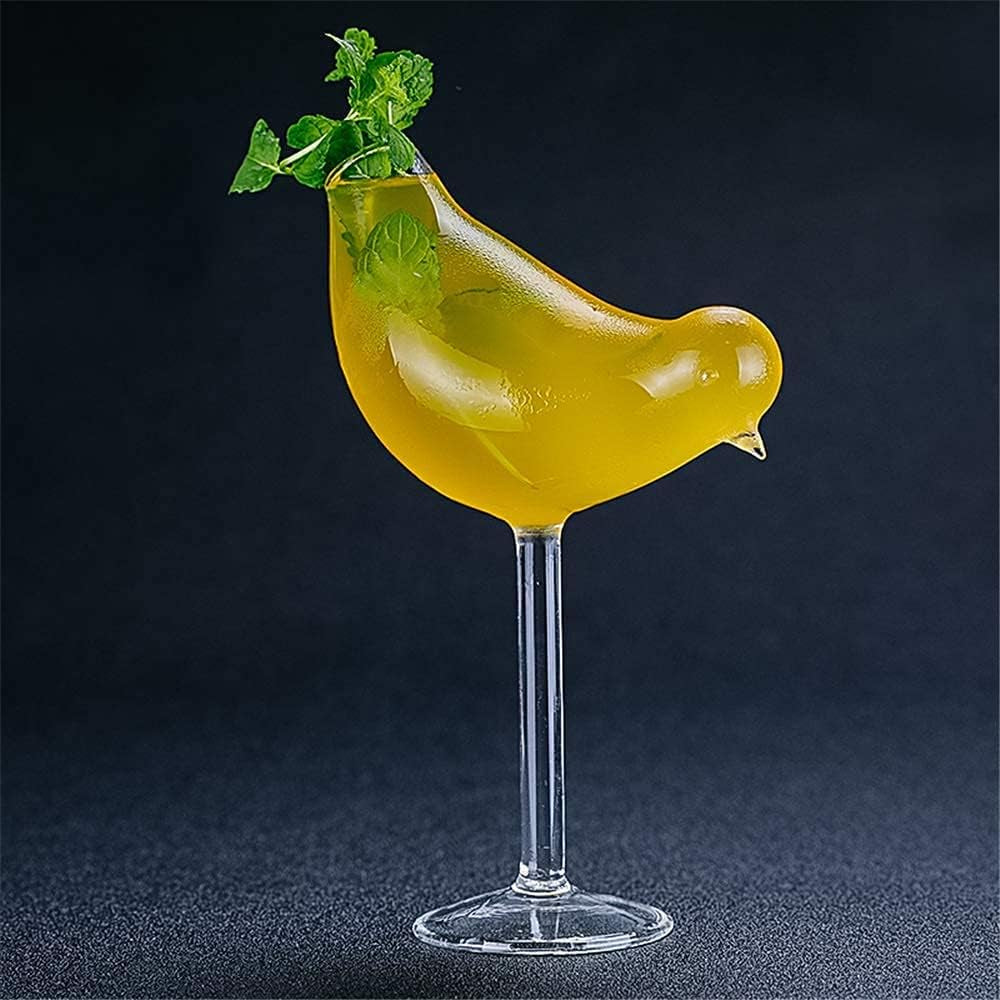 Cocktail Glasses Bird Shaped Cocktail Wine Glass 5Oz/150Ml Set of 2 Drinking Unique Champagne Coupe Glass Bird Shape Martini Goblet Cups 2Pcs Glassware for KTV Home Bar Club