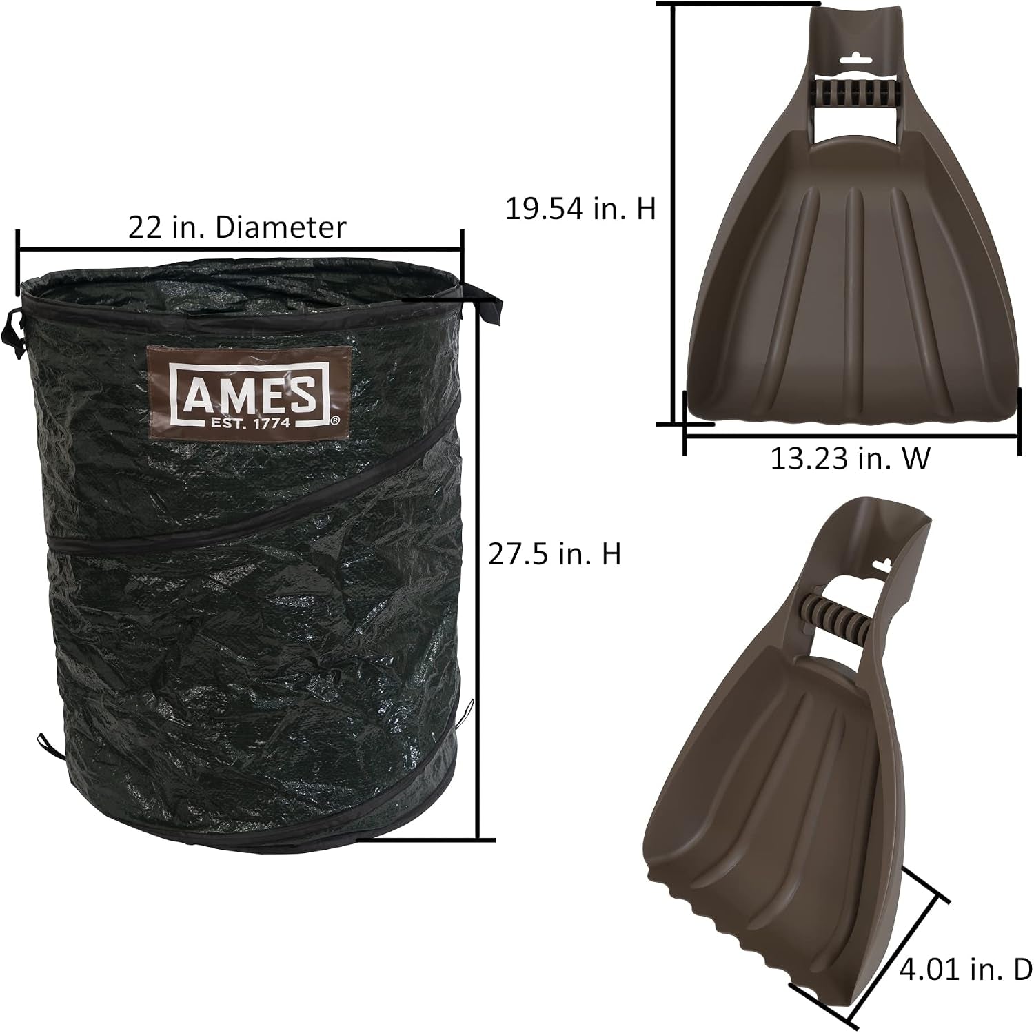 3-Piece Leaf Cleanup Kit with Collapsible Yard Bag & Garden Claws