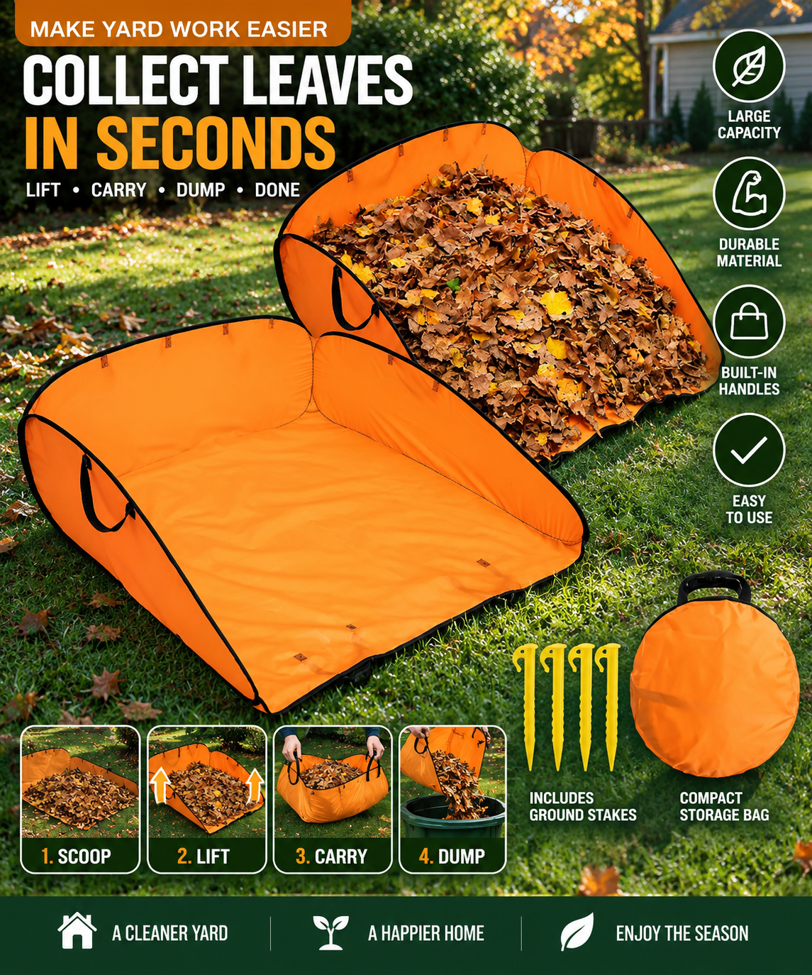 140-Gallon Pop-Up Leaf Collector – 2 Pack