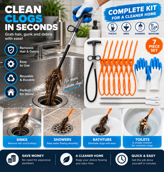 10 Pack Drain Clog Remover Kit with 79 Inch Flexible Drain Snake Tool