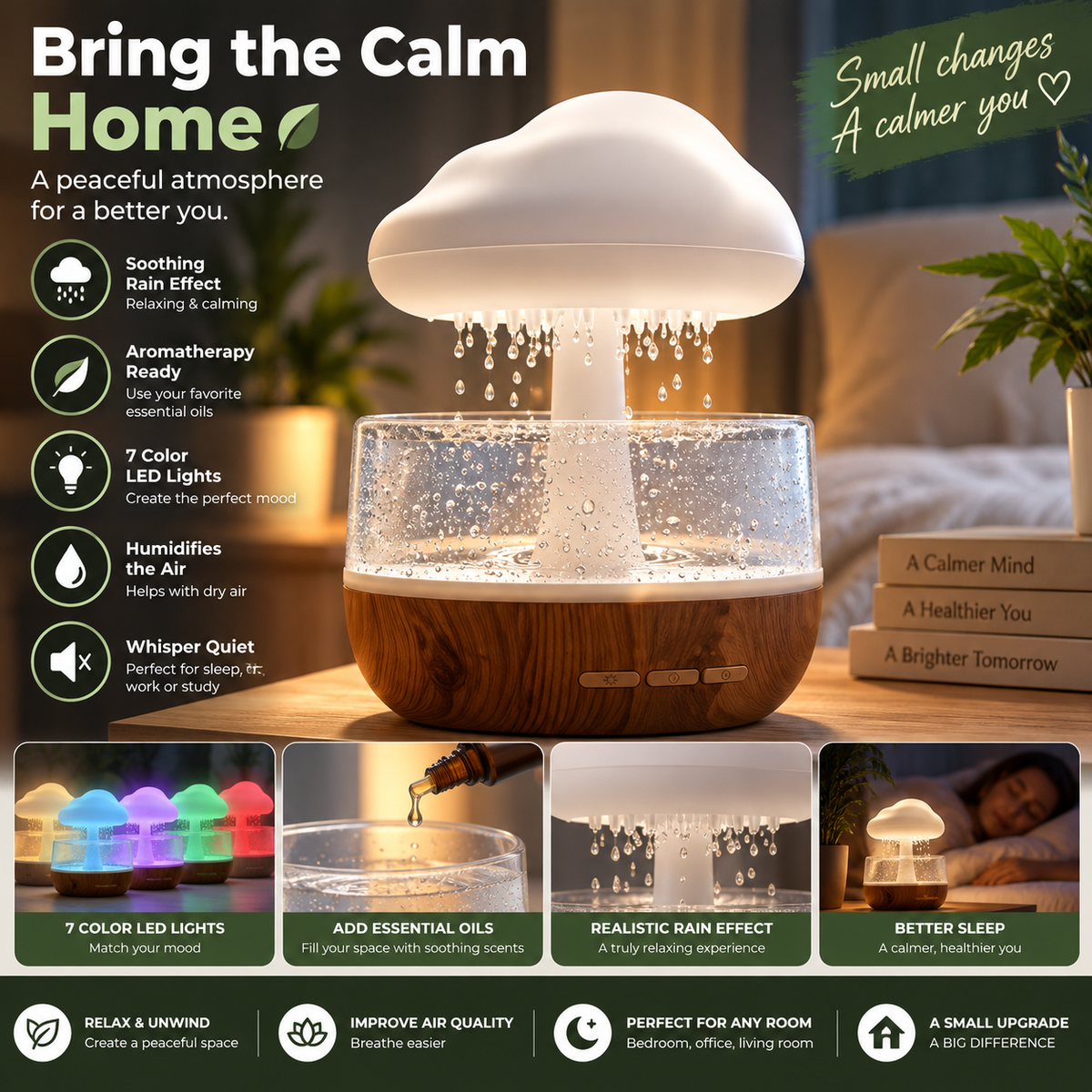 Mushroom Rain Lamp & Tabletop Fountain