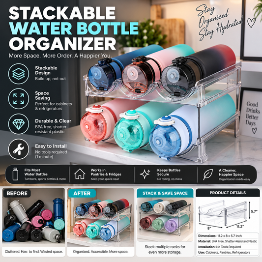 Stackable Water Bottle Organizer – 2 Pack