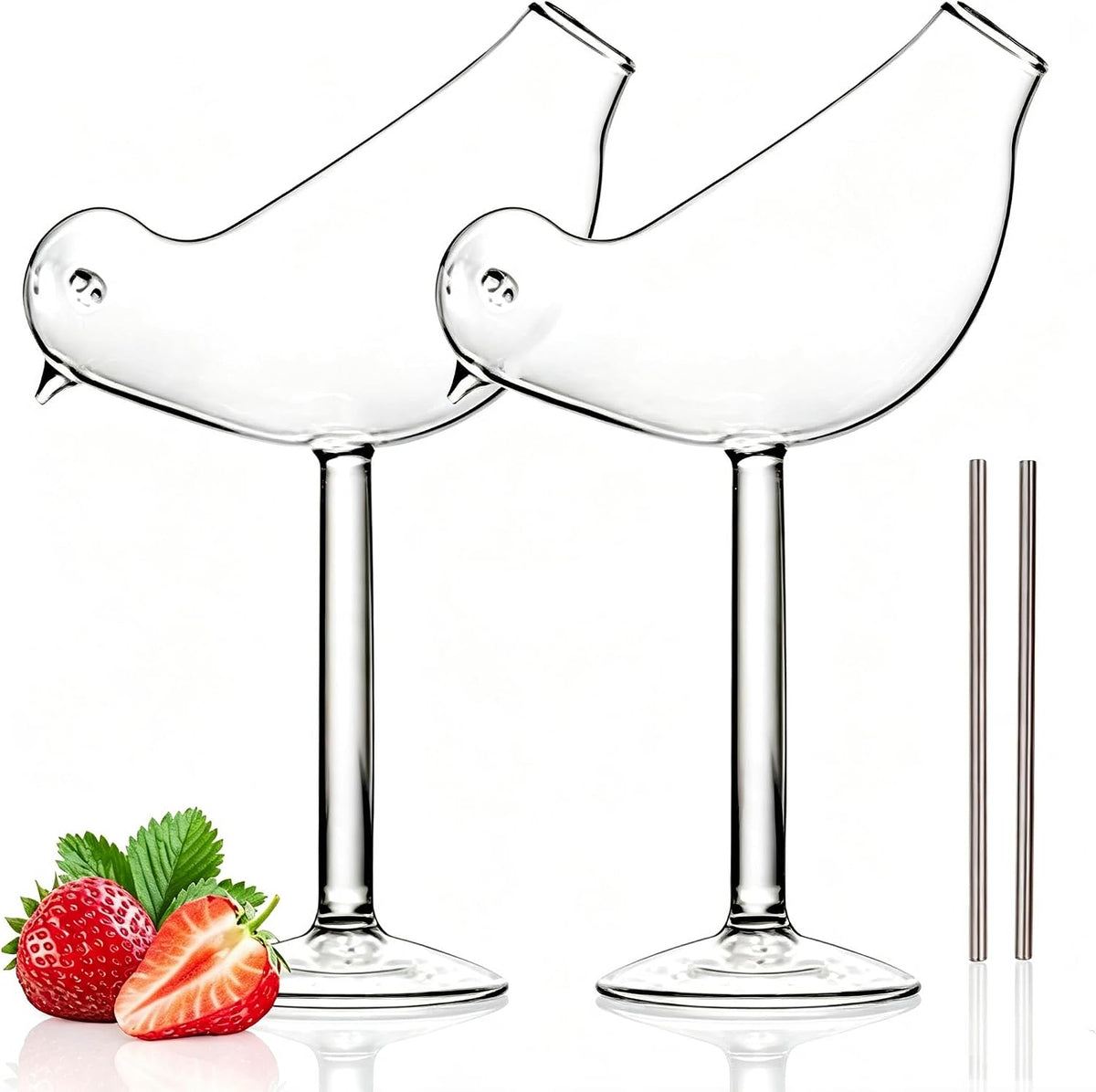 Cocktail Glasses Bird Shaped Cocktail Wine Glass 5Oz/150Ml Set of 2 Drinking Unique Champagne Coupe Glass Bird Shape Martini Goblet Cups 2Pcs Glassware for KTV Home Bar Club