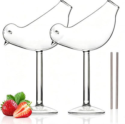 Cocktail Glasses Bird Shaped Cocktail Wine Glass 5Oz/150Ml Set of 2 Drinking Unique Champagne Coupe Glass Bird Shape Martini Goblet Cups 2Pcs Glassware for KTV Home Bar Club