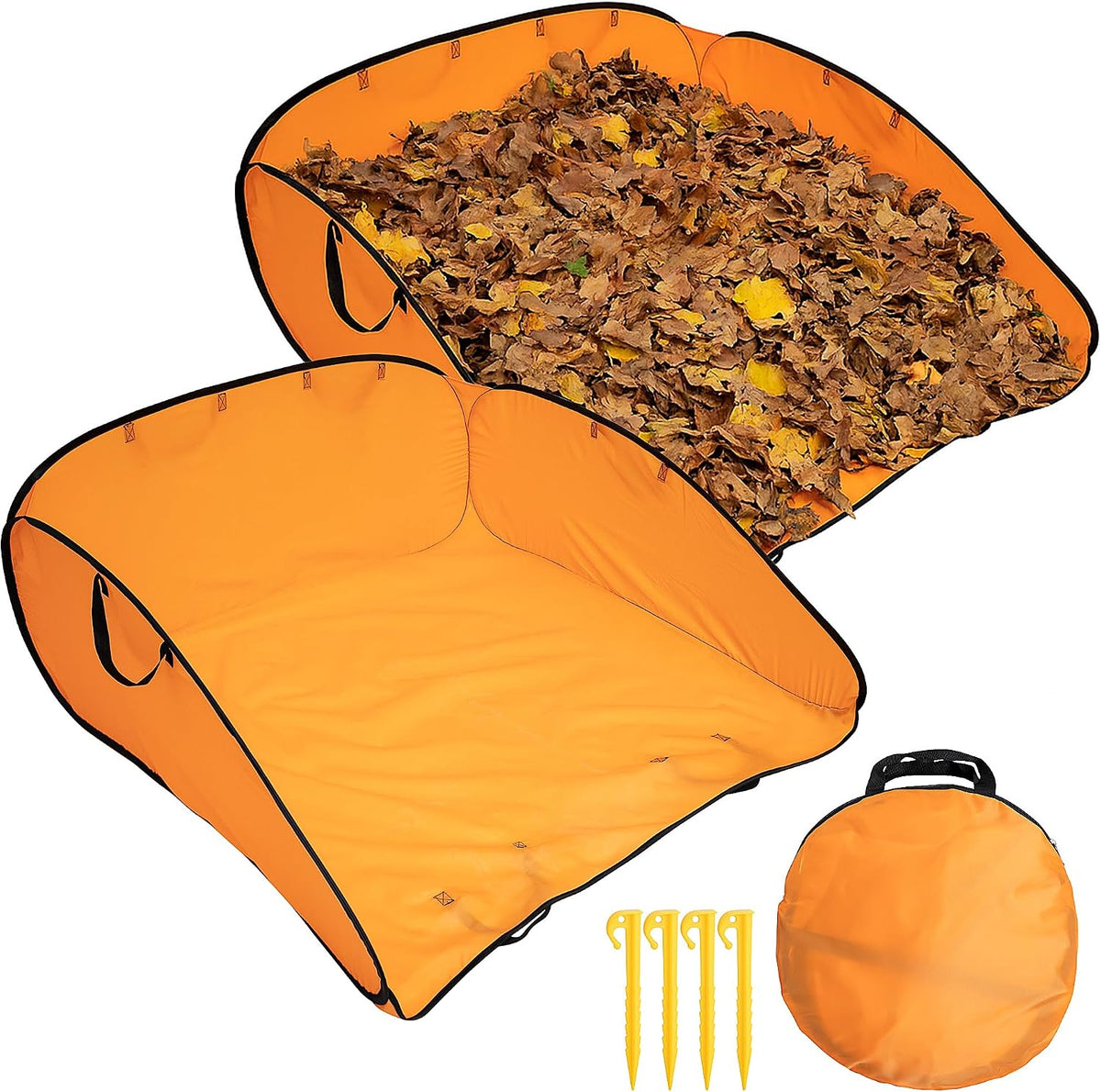 140 Gallon Pop up Leaf Collector, 2 Pcs Foldable Lawn Leaf Dustpan Bag Tool