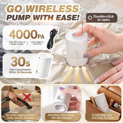 14-Piece Vacuum Storage Bag Set with Rechargeable Electric Pump