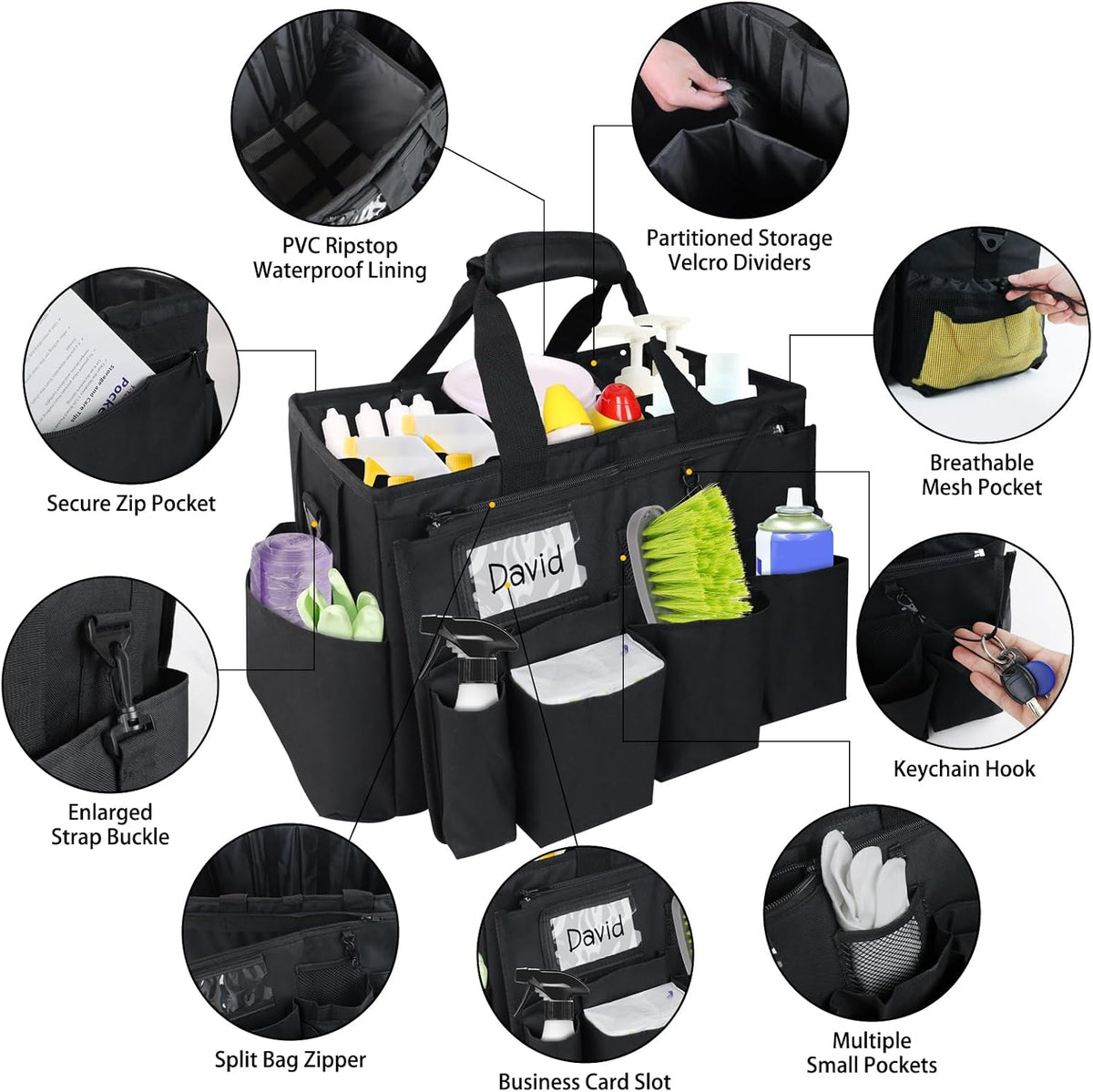 Wearable Cleaning Caddy with Adjustable Compartments