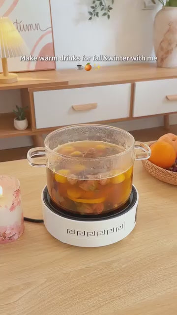 Borosilicate Glass Cooking Pot with Lid and Handle, 1.5L (50oz) Clear Saucepan for Stovetop Use - Ideal for Individual Portions